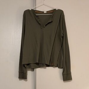 Stoic Olive Long Sleeve Henley Top